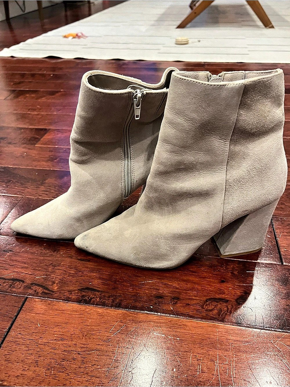 Steve Madden Pointed Toe Block Heel Boots in Taupe